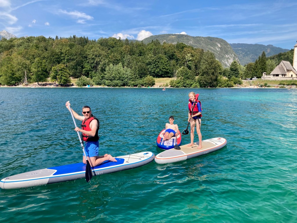 Paddle boarding on Lake Bohinj