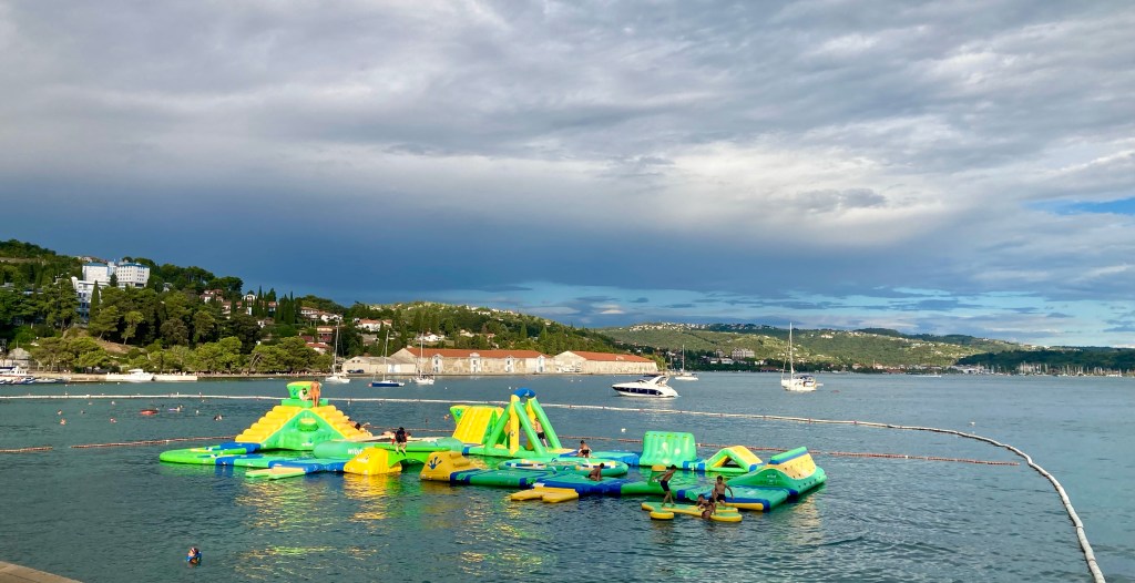 Inflatable water park near Piran