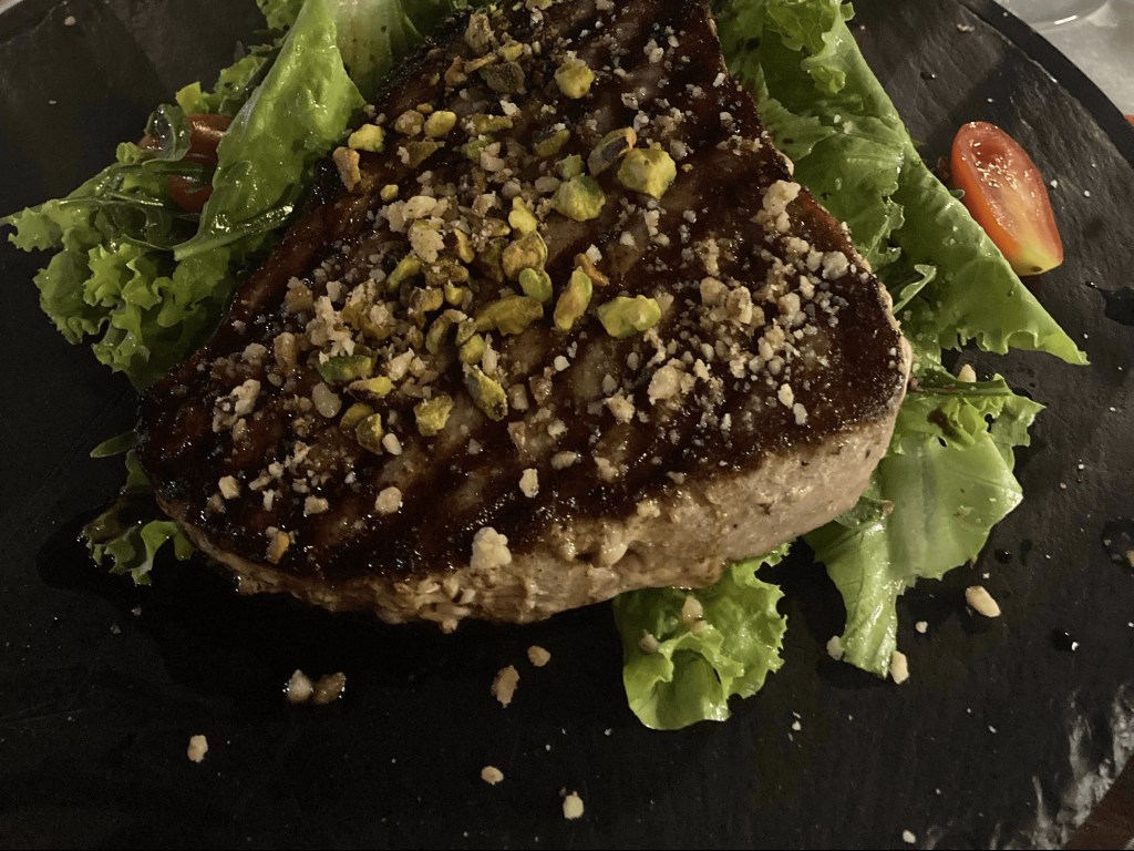 Tuna steak in Perast restaurant
