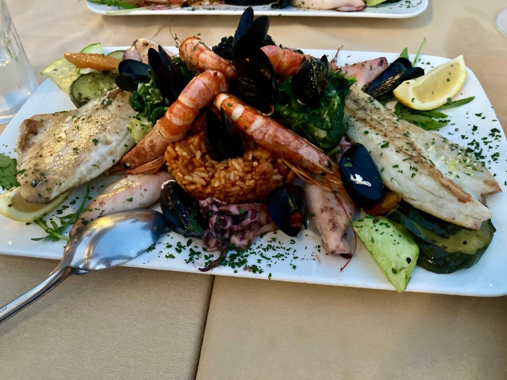 Seafood platter in Perast restaurant